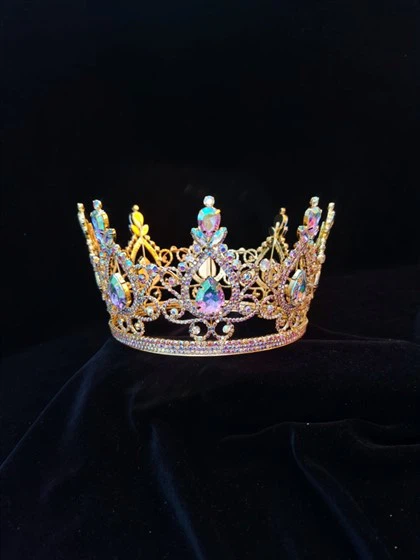 Pilna apaļa pielāgota vainaga Rhinestone skate ziedu kroņi Crystal Circle Tiara